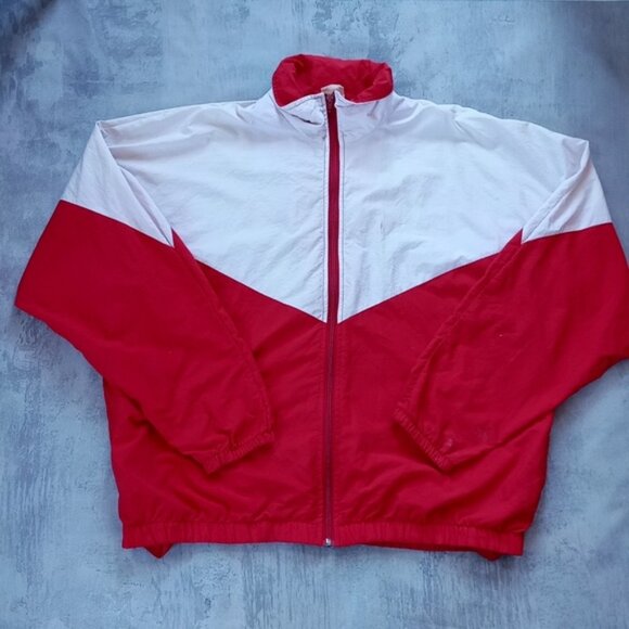 Vintage 90s Energi Canada Essential Red/White Windbreaker Jacket - Picture 1 of 7